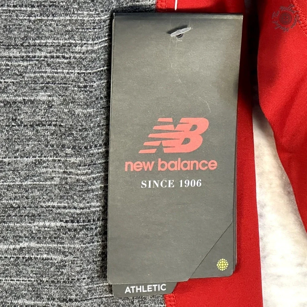 NWT New Balance Asymmetric 2.0 Right Baseball Tee 3/4 Sleeve Red & Grey‎ Men's S